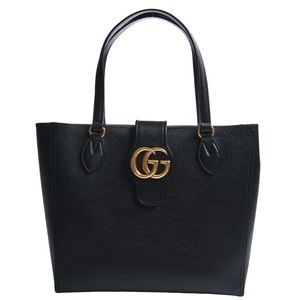 Gucci Leather Double G Small Tote Bag Black